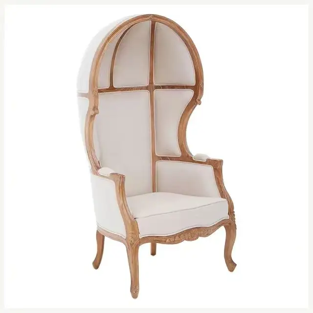 Design speciale sedia singola lounge in tessuto lounge per il tempo libero rustico stile francese sedia vintage solida legno sedia a sfera