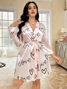 Robe <span class=keywords><strong>de</strong></span> chambre en dentelle à manches longues imprimée respirante pour l'été, pyjama décontracté <span class=keywords><strong>et</strong></span> sexy pour femme - Product Image 5