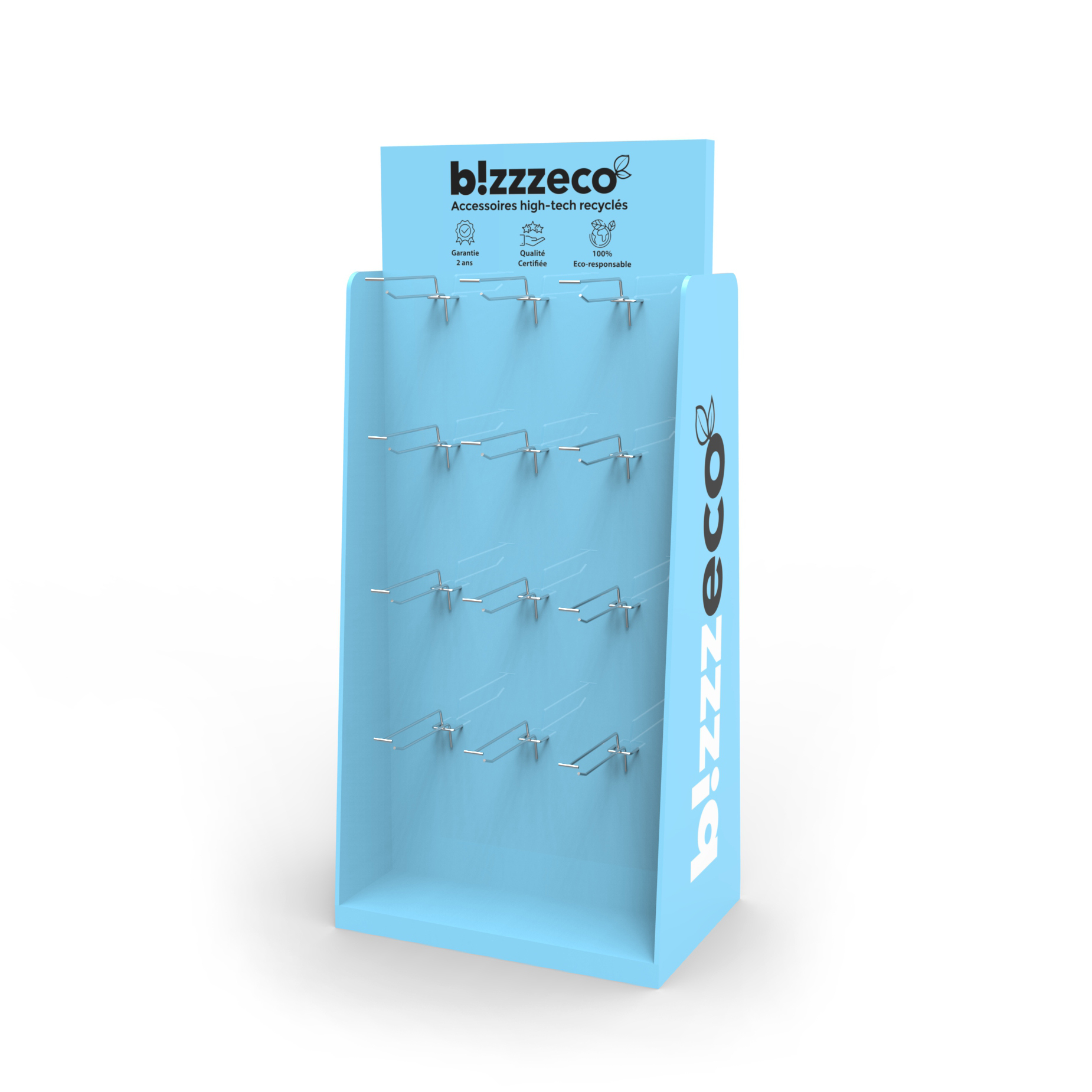 Customized Metallic Light Duty Pegboard Double-Sided Floorstanding Display Stand with Wood and PVC Foam for Shops — view 6