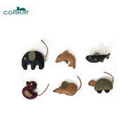 Jouets pour chats LEECORK de haute qualité, durables, interactifs, écologiques, pour usage intérieur, souris, tortue, éléphant, dauphin, poupées en liège naturel écologique