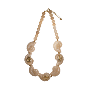 Sustainable 316L Stainless Steel Bohemian Shell Beads <b>Statement</b> <b>Necklace</b> with PVD Gold Plating Resistant Design for Fashion Wear - Product Image 2