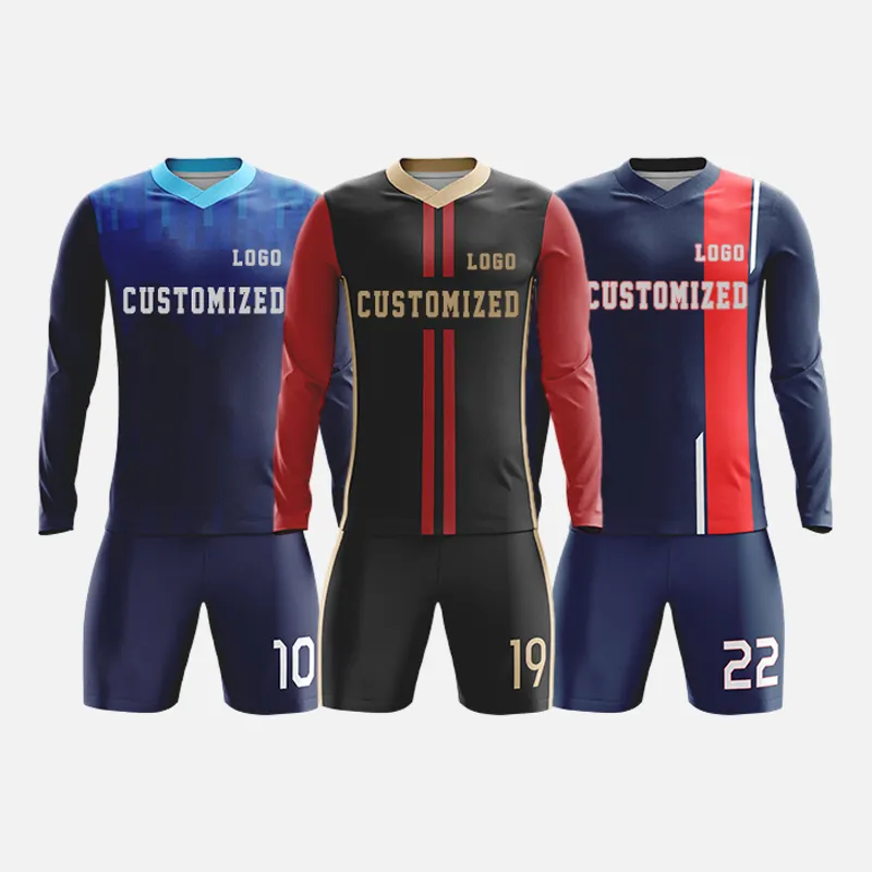 Custom Lange Mouwen Jersey Voetbal Voetbal Jersey Voor Mannen Sportkleding Voetbal Keeper Set Lange Mouw Voetbal Tenue