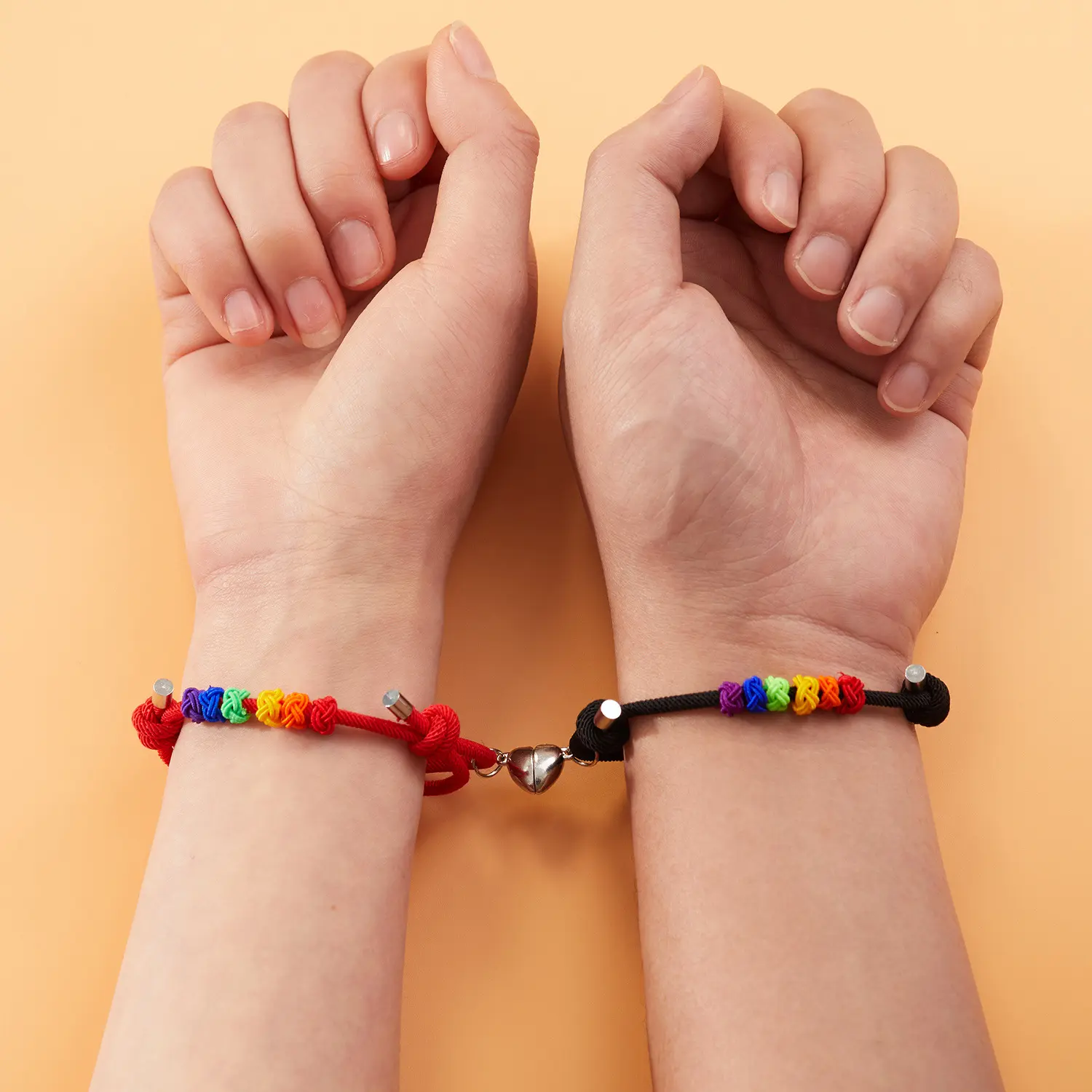 Pulsera con nudo de piña de arcoíris para parejas, joyería Lgbt, amuleto magnético de amor, Orgullo Gay, conjunto de pulsera de cuerda