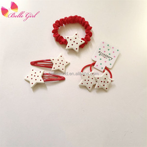 Belleworld Bán Buôn Phụ Kiện Tóc New Polka Dot Sao Bộ Tóc Màu Đỏ Clip Ban Nhạc Đàn Hồi Và Quan hệ Tóc Cho Cô Gái Phụ Nữ - Product Image 1