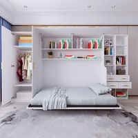 Lit escamotable moderne simple et multifonctionnel personnalisable avec bibliothèque de bureau intégrée Armoire supérieure Armoire petite et invisible