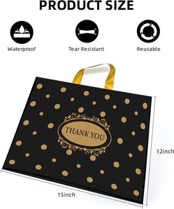 Bolsas de Plástico Reutilizables Personalizadas de 12 x 15 Pulgadas con Asa Troquelada para Compras, Dulces y Empaque de Ropa - Product Image 4