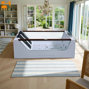 Phong Cách Châu Âu Trong Nhà Hiện Đại Thông Minh Đôi Bồn Tắm Xoáy Nước KF-626 Hình Chữ Nhật Màu Trắng Hydro Massage Tắm Hai Người Với Thác Nước - Product Image 1