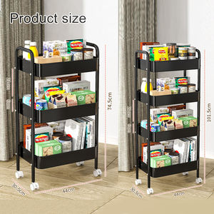Utilitaire Cuisine Salon 3 Niveaux En Métal Mobile Roulant Organisateur Outil De Stockage Des Aliments Affichage Chariot sur Roues Support De Stockage - Product Image 2