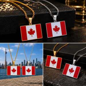 Collar con Colgante de la Bandera de Canadá Chapado en Oro de 18K al por Mayor, Hoja de Arce Roja y Blanca, Recuerdo Patriótico Canadiense, Joyería Unisex - Product Image 3