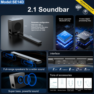 Ultra Thin Slim Design 2.0 Wireless With Deep Subwoofer 80W Cinematic Home Audio System RGB Lighting Ultra-Thin Design and - Product Image 4