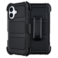 Étui de protection intégral 360° robuste pour iPhone 16/16 Pro/16 Pro Max, TPU+PC, antichoc, protection lourde