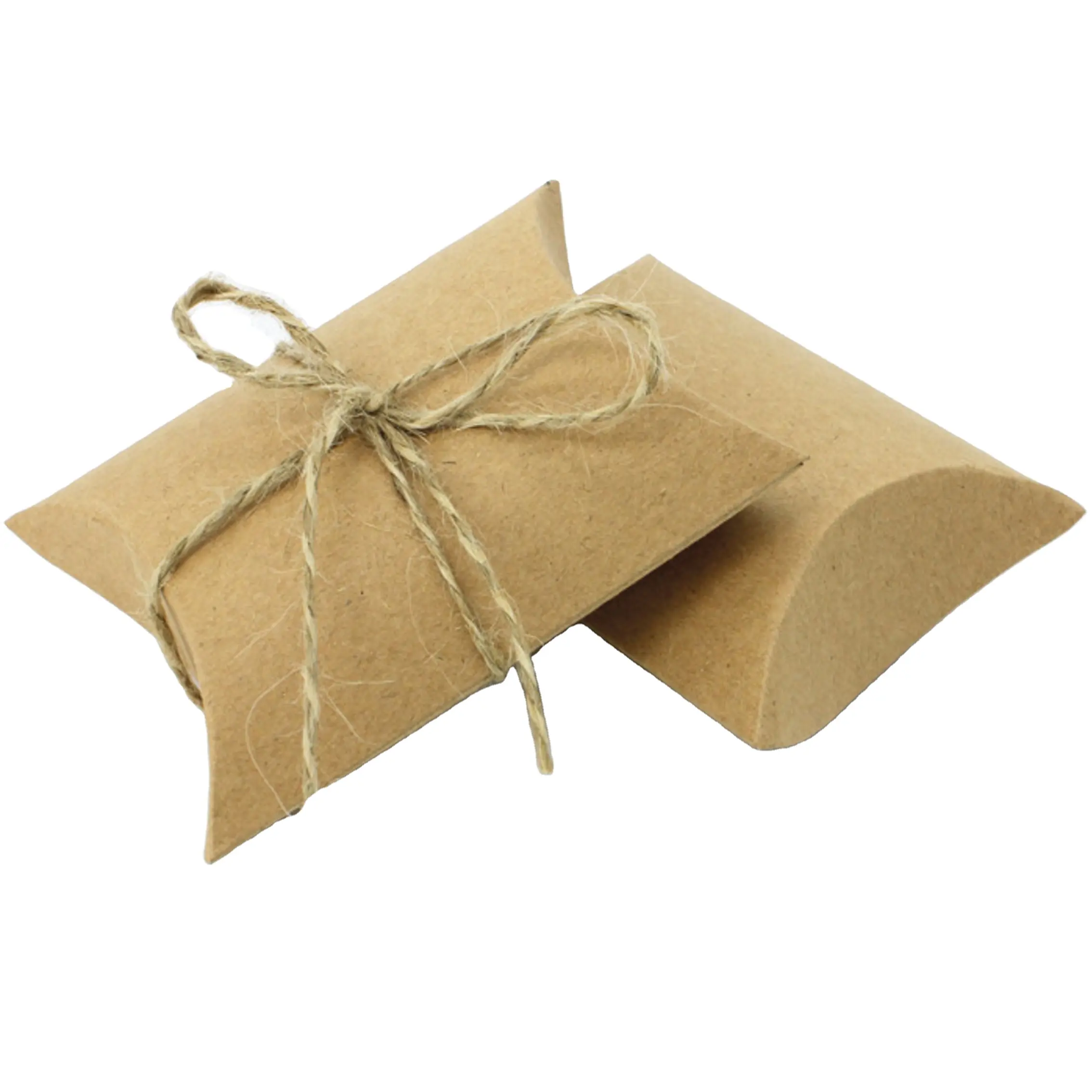 Braunes kraftpapier-kissenförmiges papierkissen mini-geschenkbox handwerkspapierbox süßigkeiten gefälligkeitsbox für kleine geschenk-süßigkeiten-verpackung