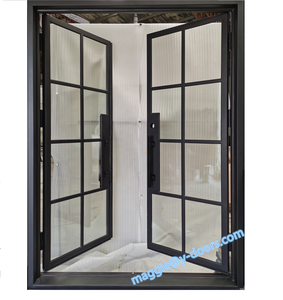 स्टील आधुनिक फ्रेंच दरवाजा लोहे के प्रवेश द्वार स्टील बाहरी दरवाजा - Product Image 2