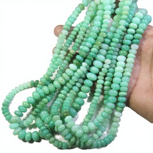Perles Rondelles Lisses en Chrysoprase 6,5-7 mm, Vert Naturel Ombré, Fil de 14 pouces, Qualité Supérieure, Bijoux AU Gems Valley BH6728, Trou - Product Image 2