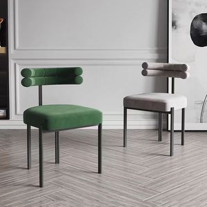 Chaises de salle à manger design élégantes, style <span class=keywords><strong>scandinave</strong></span>, meubles de villa en métal, chaises de salle à manger de luxe en velours <span class=keywords><strong>bleu</strong></span> - Product Image 6