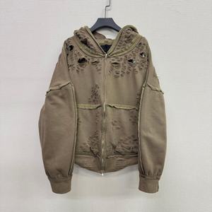 Sudadera con Capucha de Diseño Personalizado, Impresa, Transpirable, Ecológica, de Algodón Grueso y Pesado, Estilo Vintage, Lavado Ácido, Desgastada, Decolorada por el Sol, con Cierre - Product Image 1