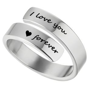 Anillo De Acero Inoxidable Inspiration Jewelry Non Fade Stainless Steel <b>Couple</b> <b>Ring</b> I Love You Forever Engraved Adjustable <b>Ring</b> - Product Image 4