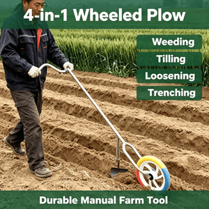 Cultivateur manuel à pousser 4 modes, <span class=keywords><strong>houe</strong></span> agricole détachable pour le désherbage, le labourage, le creusement de sillons et le repiquage - Product Image 1