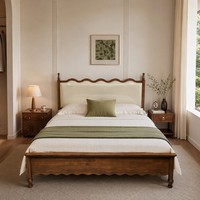 Lit de Chambre Parentale Haut de Gamme Ergonomique en Chêne Massif Écologique et Similicuir, Taille King Size, Fournisseur Qualifié