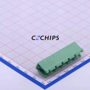 DB2ER-7.62-6P-GN Plug-in Terminal Block Bent Lead Through Hole,P=7.62mm Connector Board-to-Board / Socket Open 1x6P 7.62mm Green - Product Image 1