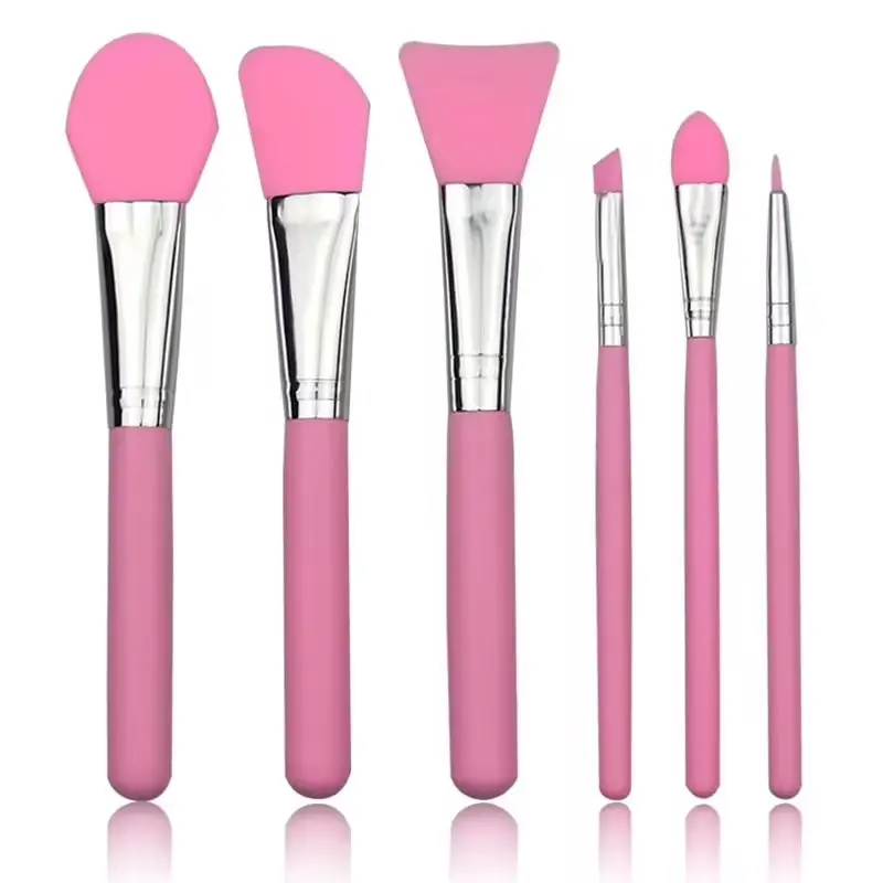 Yacai Silikon 6-teilige rosa kosmetische Make-up Pinsel Set Gesicht Creme Spatel halter Hersteller