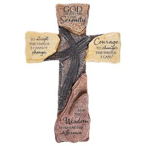 Resina religioso croce <span class=keywords><strong>Dio</strong></span> Mi Conceda La Serenità di Preghiera Slate 10 Pollici Resina Appeso A Parete Croce - Product Image 1