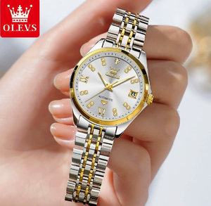 Reloj de pulsera OLEVS 9801 para mujer con escala de diamantes, fecha automática, reloj mecánico automático, elegante y lujoso, de acero inoxidable. - Product Image 6