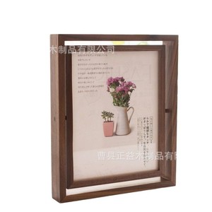 Rotatable <b>Black</b> Walnut Wood <b>Photo</b> <b>Frame</b> 8x10 Vertical Handmade Tabletop Decor For Living Room Bedroom Study - Product Image 4