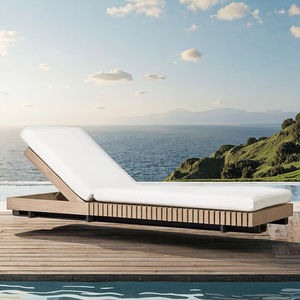 مقعد واحد تصميم فاخر الألومنيوم الشاطئ المتسكع الشمس في الهواء الطلق بجانب المسبح أثاث خشب الساج لمستودع الطعام استخدام النسيج المتين - Product Image 6