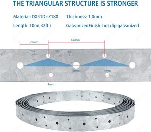 Supporto per Travi in Acciaio Zincato <span class=keywords><strong>ad</strong></span> Alta Efficienza, Cinghia Perforata, Supporto per Legature Larghe, Facile da Assemblare - Product Image 5