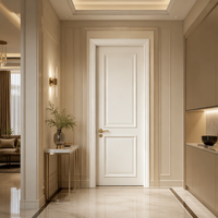 Porte en bois composite laqué blanc, double panneau doré, étanche, pour chambre à coucher, villa, portes à battants