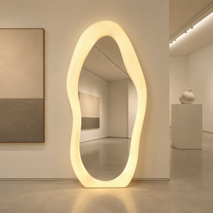 <span class=keywords><strong>Miroir</strong></span> de maquillage LED pleine longueur à forme irrégulière avec éclairage amélioré, cadre en MDF, mural, anti-explosion, pour chambre à coucher - Product Image 2