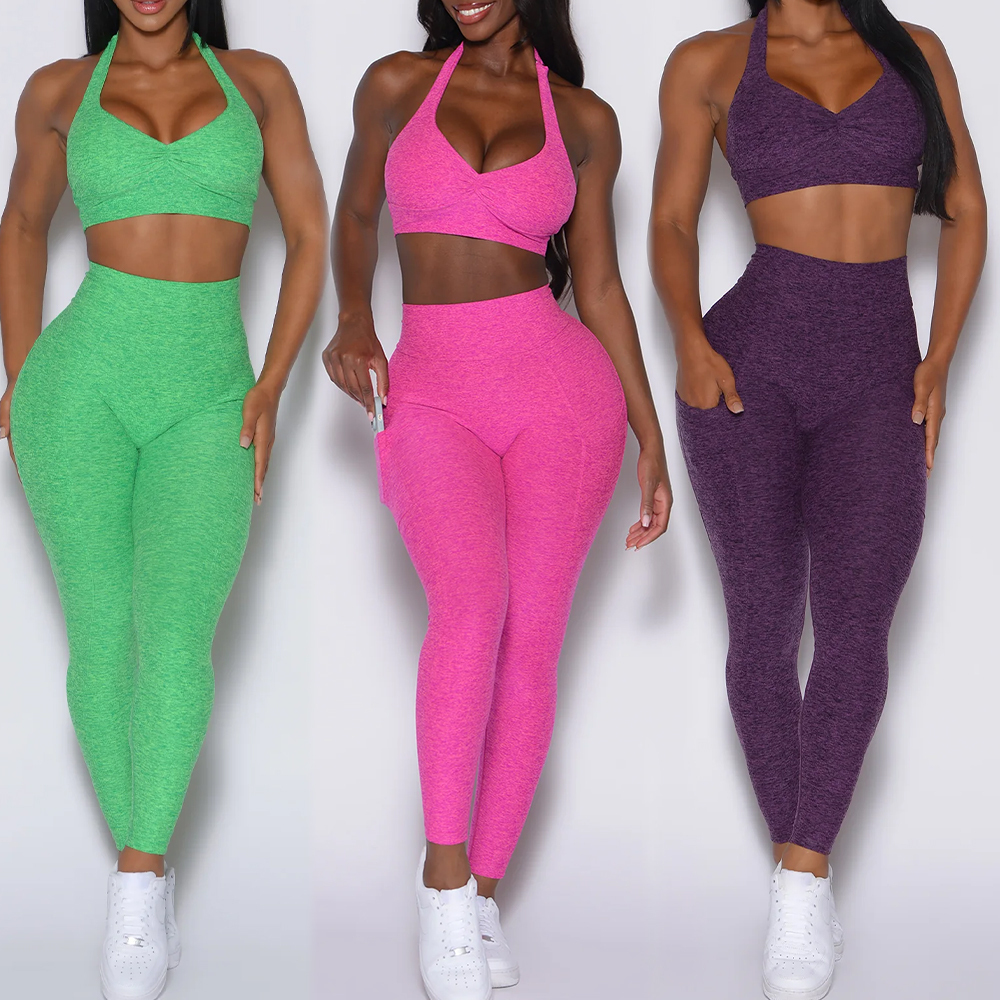 Custom Logo Workout Sports Bra Yoga Leggings Sets Yoga Top Clothings Women Activewear Gym Fitness Sets