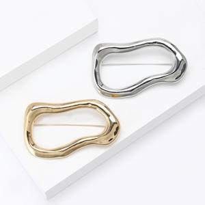 Ins Hot Selling Gold Plated Smooth Irregular Hoop <b>Brooch</b> Dual-Use <b>Pin</b> Alloy European American Style Wedding Fashion Jewelry for - Product Image 1