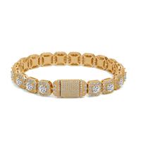 Bracelet en moissanite de 5,0 mm serti de diamants, argent 925 plaqué or 18 carats, bijoux hip-hop pour hommes, bracelet pavé style rappeur