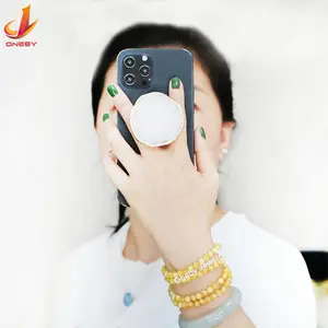 Natural white druzy golden gem stone gemstone crystal lazy silicone rubber desk top vip cel cell mobile phone holder stands