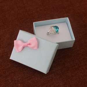 Fashionable Ring Ear Studs Bow Jewelry <b>Box</b> Recycled Material Grain Pendant Pair Matt Lamination Sponge Lining for Gift <b>Packing</b> - Product Image 6