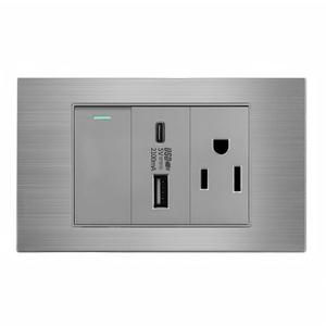 Prise murale américaine standard 118 avec prise USB et prise secteur multifonction type C pour usage domestique - Product Image 1