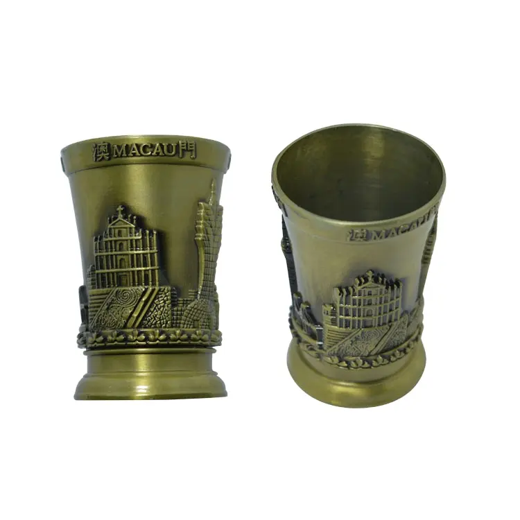 MACAU/HONG KONG/GUANG ZHOU building antique tourist metal custom souvenir mug