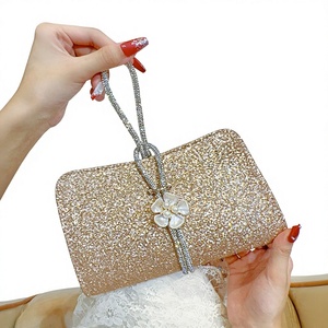 New Sparkling <b>Small</b> Evening Clutch <b>Bag</b> With Pearl Decoration Chain Strap Magnetic Buckle Polyester Women's Tanjing - Product Image 1