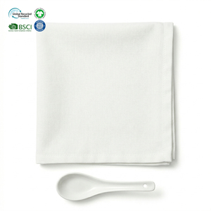 Soft Touch Eco-Friendly Waterproof Poly Cotton White 18x18 Inch Hotel Napkins Hemmed <b>Edge</b> Custom Color for Fine Dining - Product Image 1