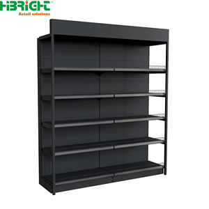 Black Metal Gondola <b>Shelf</b> Supermarket Display <b>Rack</b> Freestanding Retail Store Fixture Quick Installation - Product Image 2