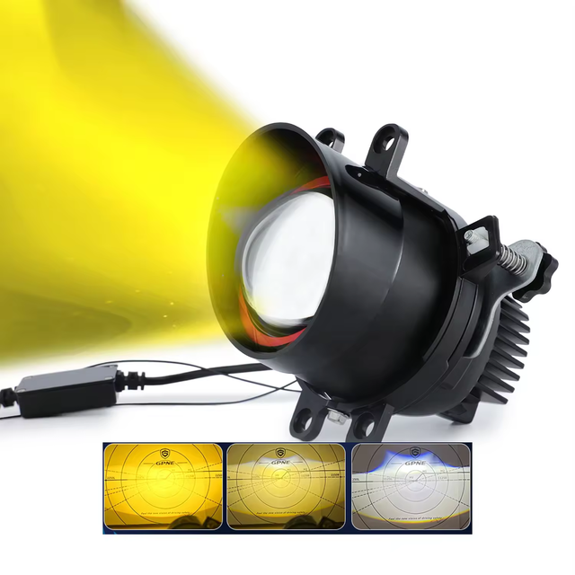 F8X 3.0 Inch Tri Colors Biled Fog Lamp Projector Lens Car Bi Led Headlight Fog Lights Projector for Universal