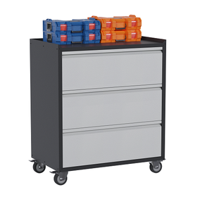 耐久性のあるローリングオフィス収納ファイルキャビネット倉庫3引き出しスチールツールキャビネットブレーキキャスター付き - Product Image 1