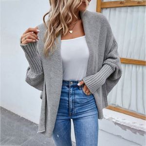 Women's Casual Wool/Cashmere Autumn Solid Color O-Neck Regular Sleeve Loose Knitted Coat commuter <b>Cardigan</b> <b>Sweater</b> J0204 - Product Image 3