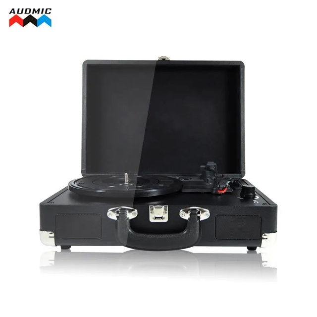 Audmic-TE-001 Retro Vinyl Record Turntable Player 10W Suitcase Turntable for Home Theater Hot Selling Speakers