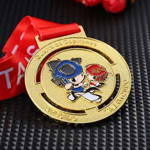 Médaille de sport en alliage de zinc émaillée, design personnalisé, logo 2D/3D, personnage de dessin animé, découpe creuse, médaille de Taekwondo dorée – Nouveauté ! - Product Image 3