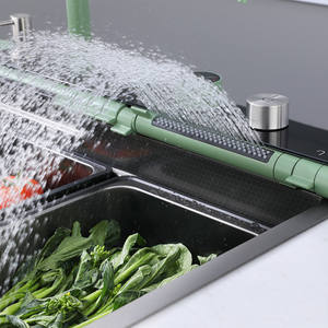 Productos más vendidos 2024 Mezclador digital de luz LED <span class=keywords><strong>Grifo</strong></span> de cocina de cascada de latón negro Pulverizador extraíble Grifos con arandela de taza - Product Image 3