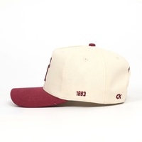 OEM Hoge Kwaliteit Op Maat Gemaakte Tweetonige Kleuren Maroon 5 Panel Gestructureerde A-Frame Baseball Petten Bruilofthoed