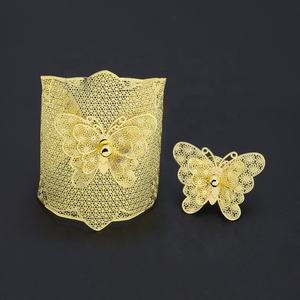 JXX Ensemble de bracelets de mariée en laiton plaqué or 24 carats, vente chaude, bague de mariage indienne avec bracelets pour fêtes et cadeaux - Product Image 2